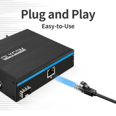 Gigabit Mini Industrial Media Converter 2 Poort 100/1000M Glasvezel Gigabit Network Din Rail