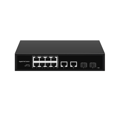 8 PoE-poort-vezelschakelaar Gigabit Onbeheerd 120W Budget 250-meter PoE-extender