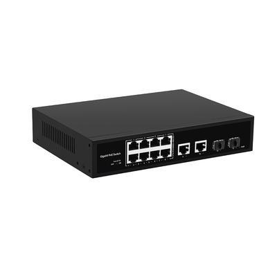 8 PoE-poort-vezelschakelaar Gigabit Onbeheerd 120W Budget 250-meter PoE-extender