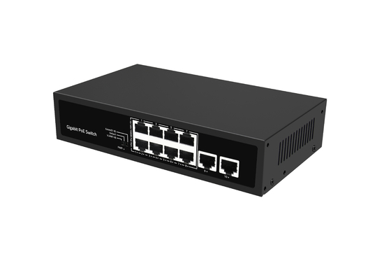 Netwerk onbeheerd 10 poorten Gigabit Desktop POE Switch met 8 poorten Poe AC100-240V
