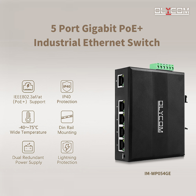 5-poort Industrial Network Switch E-mark Ethernet Switch met 4 KV overspanningsbescherming