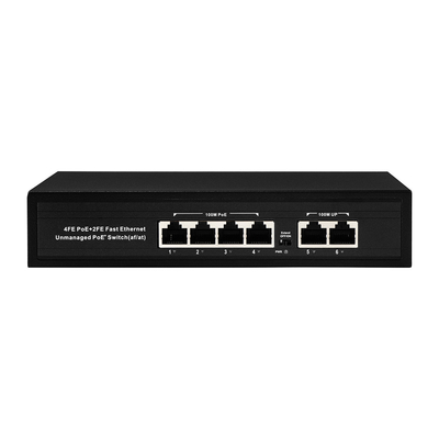 OEM ODM Fast Ethernet 10/100mbps 4 Port Poe Switch met 2 Uplink Port Network Switch