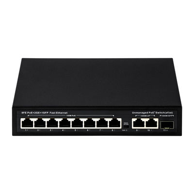 8 poort POE-switch met 120W vermogen en 250m transmissie voor CCTV - ongemanaged fiber optic POE-switch