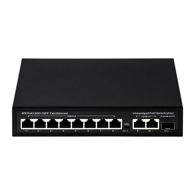 Onbeheerde POE-switch 8 PoE 10/100Mbps + 2 LAN 100/1000Mbps + 1SFP 100/1000M voor CCTV
