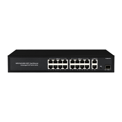 OEM/ODM 16 poort 10/100mbps PoE-switch met Gigabit Uplink 1SFP-poort 300W ingebouwd vermogen