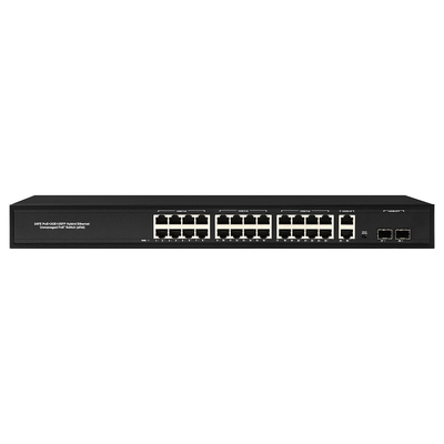 24 Port Network 48V Active PoE Switch 450W Standaard AF/AT met 2 RJ45 Uplink Port Ethernet sfp fiber Switch
