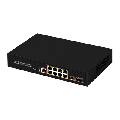 8 poorten Gigabit Managed PoE Switch SFP Glasvezel 120W Budget AC Input Realtek Chip