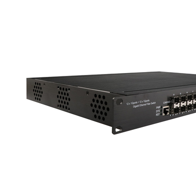 1U Rack 24 poorten gigabit L2 beheerd Industrieel netwerk POE-switch met 12 RJ45+12 SFP
