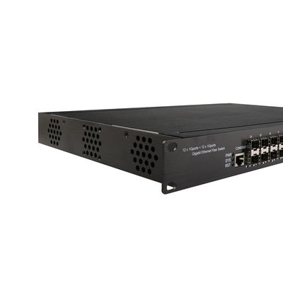 1U Rack Mount Industrial Managed POE Switch met 12 RJ45 + 12 SFP-poorten en 340W POE