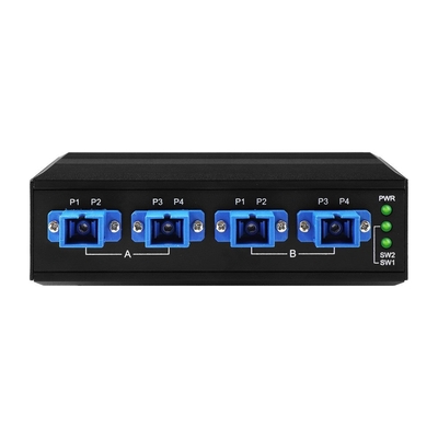 4 kanalen industriële optische omleidingsschakelaar D2X2B Din Rail DC24V Input SM/MM Voor stroomstoring