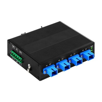 4 kanaal industriële optische bypass-switch met Din Rail DC24V-invoer en laag invoegverlies voor telecommunicatie