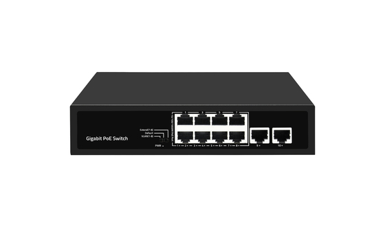 8 poorten Full Gigabit PoE Network Switch Ondersteuning Vlan PoE Uitbreiding 120W Budget