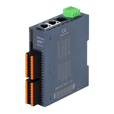 3 RJ45-poorten Modbus-TCP/IP PLC IO-module met 16DI+16DO en 24VDC voeding voor industriële besturing