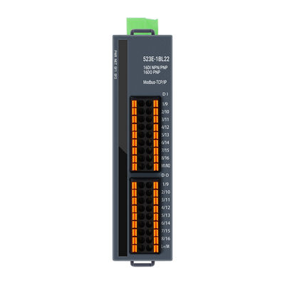 3 RJ45-poorten Modbus-TCP/IP PLC IO-module met 16DI+16DO en 24VDC voeding voor industriële besturing