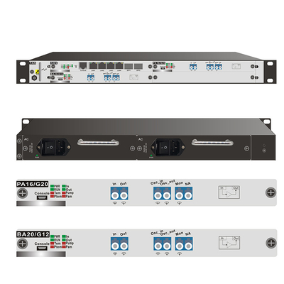 Erbium gedopte vezelversterker EDFA-apparaat optisch signaalversterker 1U chassis systeem