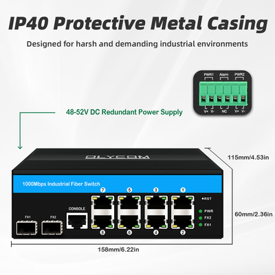 10poort Gigabit 10/100/1000mbps L2 Managed POE Switch met 2 Sfp voor buiten