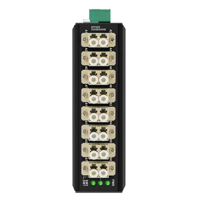 OM-FBS-44-MLC MULTIMODE OPTISCHE BYPASS MODULE 8 PORT LC CONNECTOR DIN gemonteerd 12V 24V