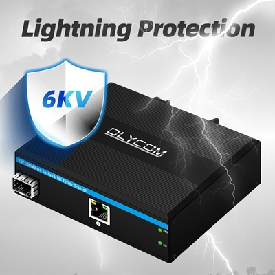 SFP Fiber Media Converter 10 100Mbps Onbeheerde DIN Rail Wall Mounted Small Case