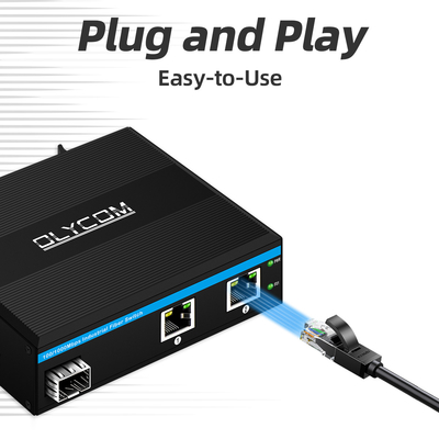 Mini Din Rail Ethernet-vezelschakelaar 100/1000M 60W POE Budget DC48V Onbeheerd