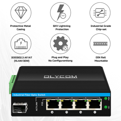 5 poorten Gigabit Unmanaged POE Switch DC48-52V Power supply ethernet switch voor buitengebruik