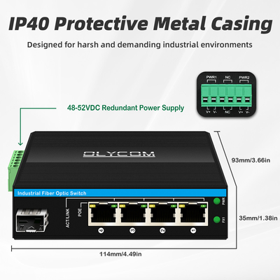 5 poorten Gigabit Unmanaged POE Switch DC48-52V Power supply ethernet switch voor buitengebruik
