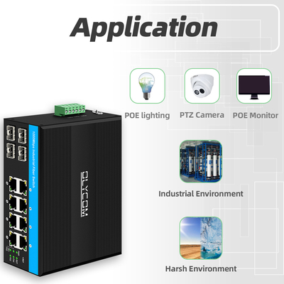 Gigabit 12-poort Industrial PoE Ethernet Switch IEEE 802.3af/at RJ45 DIN Rail Installation Switch
