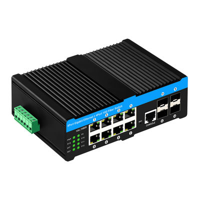 10G Industriële POE-switch met 8 Gigabit POE-poorten en 4 10G SFP Uplinks - 6KV Overspanningsbeveiliging L2 Managed Netwerkswitch