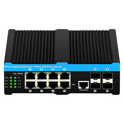 10G Industriële POE-switch met 8 Gigabit POE-poorten en 4 10G SFP Uplinks - 6KV Overspanningsbeveiliging L2 Managed Netwerkswitch