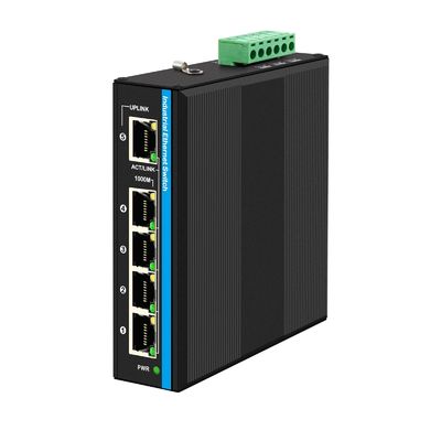 Mini 5-poort Industrial Ethernet Switch met 6KV overspanningsbescherming en een breed temperatuurbereik voor ruwe omgevingen