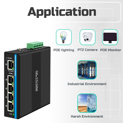 Zonne-energie UPS PoE Switch Gigabit Network 120W DC12V/DC24V/DC48V Input Niet beheerd