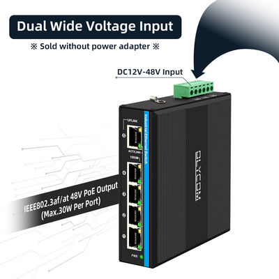 5 Por Solar PoE Switch MPPT Batterij aangedreven Gigabit E-Mark Network 120W DC12V/DC24V/DC48V Input