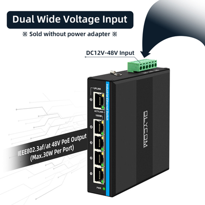 Zonne-energie UPS PoE Switch Gigabit Network 120W DC12V/DC24V/DC48V Input Niet beheerd