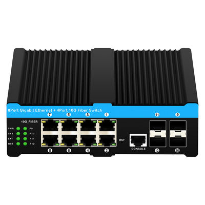 10G Vezel Industriële Beheerde PoE Schakelaar Gigabit Ethernet 8 Poort PoE 240W Realtek Chip