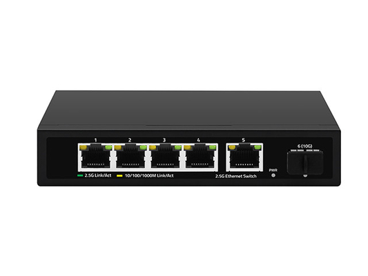 5 poorten 2.5G Ethernet Switch 10G Fiber Uplink Onbeheerde automatische netwerksnelheid