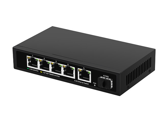 5 poorten 2.5G Ethernet Switch 10G Fiber Uplink Onbeheerde automatische netwerksnelheid