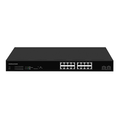 16 poort 2.5G-netwerkschakelaar met 10G-vezel Onbeheerde automatische adaptieve snelheid Optioneel PoE
