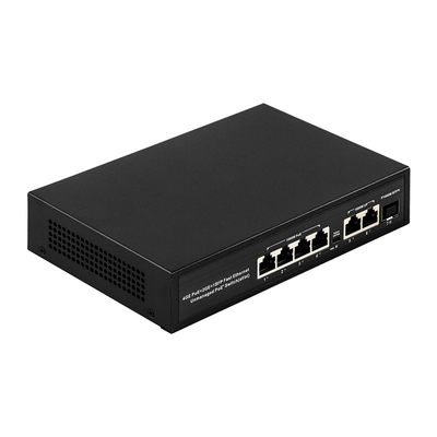 6 poorten Plug and Play POE Switch 48V met 1000Mbps Ports IEEE 802.3 af/at ethernet switch Geschikt voor POE IP camera
