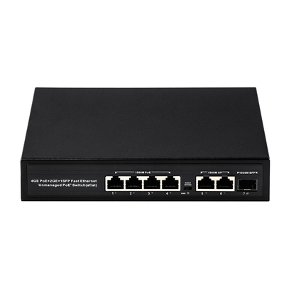 6 poorten Plug and Play POE Switch 48V met 1000Mbps Ports IEEE 802.3 af/at ethernet switch Geschikt voor POE IP camera