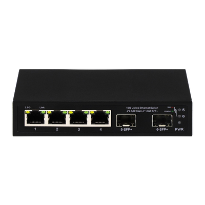 6 poorten 10g Ethernet-switch met glasvezel 4* 2.5G RJ45 + 2* 10G SFP+ ondersteuning OEM/ODM