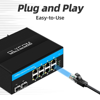 industriële gigabit 8-poort din rail ethernet poe-switch DC48-52V dual power input