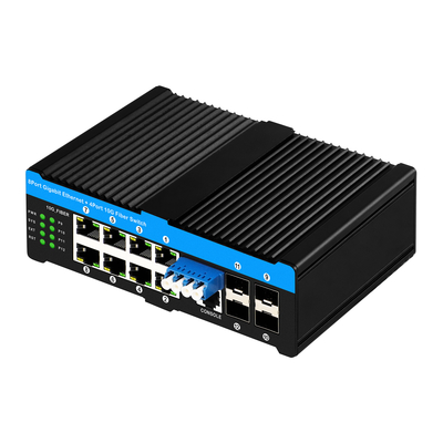 4*10G Sfp-poorten+8*10/100/1000mbps 12 Port Managed 10G Optical Bypass Poe Switch