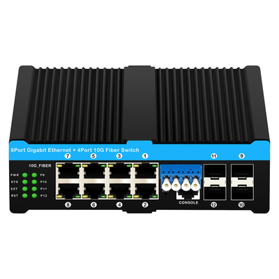 4*10G Sfp-poorten+8*10/100/1000mbps 12 Port Managed 10G Optical Bypass Poe Switch