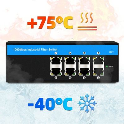 E-Mark 8-poort Gigabit Industrial Ethernet Switch voor voertuignetwerk en industriële automatisering