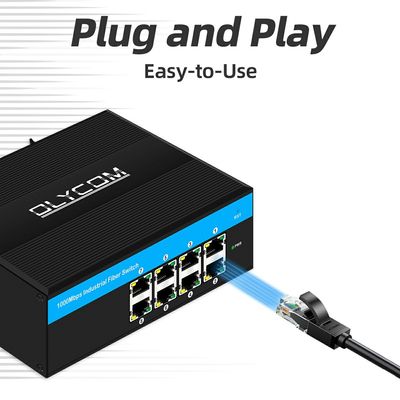 E-Mark 8-poort Gigabit Industrial Ethernet Switch voor voertuignetwerk en industriële automatisering