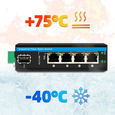 5-poorts Gigabit Outdoor Poe-switch Mini Industriële Glasvezel Switch IP40 Din Rail Switch