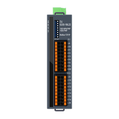Modbus TCP/IP Slave I/O-module 24VDC 2 RJ45 16 Port DI DO Din Rail NPN PNP verbinding
