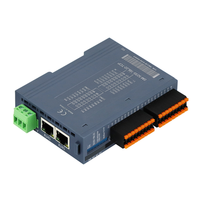 Modbus TCP/IP Slave I/O-module 24VDC 2 RJ45 16 Port DI DO Din Rail NPN PNP verbinding