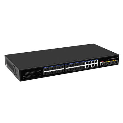 24 poorten 10G L3 Managed Fiber Switch met 8 Gigabit Combo SFP/RJ45 1U Rack 220V AC Input