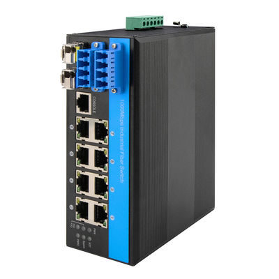 8 Port Bypass Managed Ethernet Switch 2.5G Fiber Industrial Optical Protection DIN gemonteerd