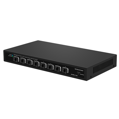 8-poort 10G SFP+ vezelschakelaar Onbeheerd 1G/2.5G Auto-adaptief DC12V Ondersteuning OEM